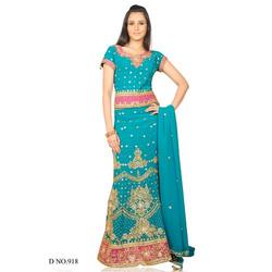 Manufacturers Exporters and Wholesale Suppliers of Rich Sea Blue Ghagra Choli Mumbai Maharashtra